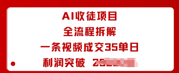 AI收徒项目全流程拆解一条视频成交35单日利润突破1k+-摇钱述