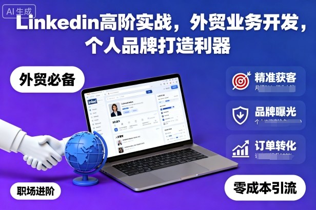 Linkedin高阶实战，外贸业务开发，个人品牌打造利器-摇钱述