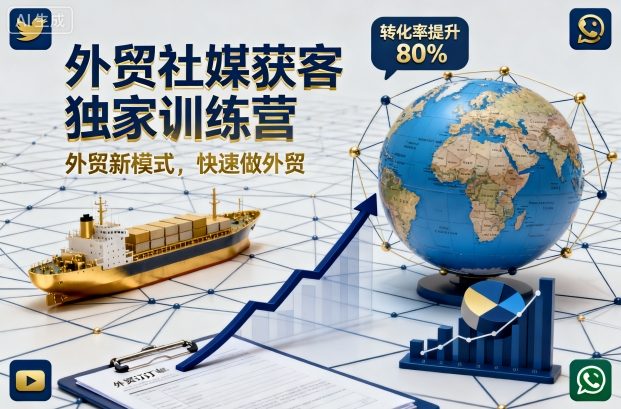 外贸社媒获客独家训练营,外贸新模式,快速做外贸-摇钱述