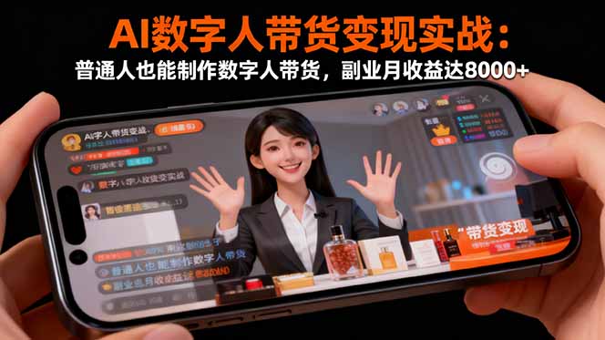 AI数字人带货变现实战:普通人也能制作数字人带货,副业月收益达8000+-摇钱述