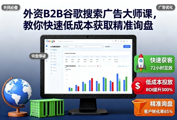 外资B2B谷歌搜索广告大师课,教你快速低成本获取精准询盘-摇钱述