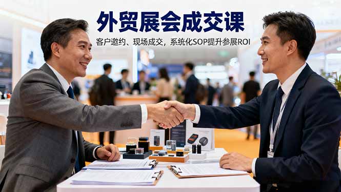 外贸展会成交课,含目标制定、客户邀约、现场成交,系统化SOP提升参展ROI-摇钱述