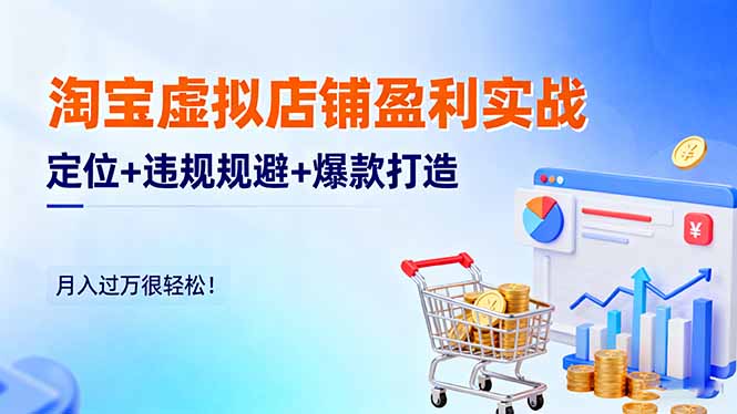 淘宝虚拟店铺盈利实战：定位+违规规避+爆款打造，月入过万很轻松！-摇钱述